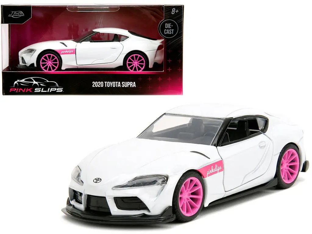 2020 Toyota Supra White Metallic with Pink Wheels 1/32 Diecast Model by Jada – Pink Slips Series