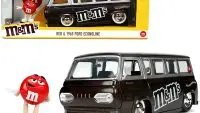 1965 Ford Econoline Bus Brown Metallic and Silver with Red M&M's Diecast Figurine "Hollywood Rides" Series 1/24 Diecast Model Car by Jada
