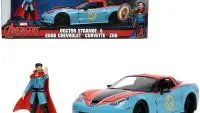 2006 Chevrolet Corvette Z06 Red & Blue with Doctor Strange Diecast Figurine - Marvel Avengers Hollywood Rides 1/24 by Jada