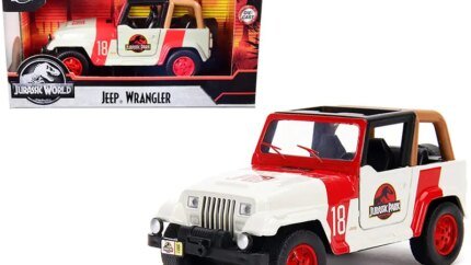 Jeep Wrangler #18 "Jurassic Park" Red and Beige "Jurassic World" 1/32 Diecast Model Car by Jada