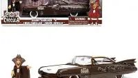 1959 Cadillac Coupe DeVille Brown and White with Graphics and Count Chocula Diecast Figurine "Hollywood Rides" Series 1/24 Diecast Model Car by Jada