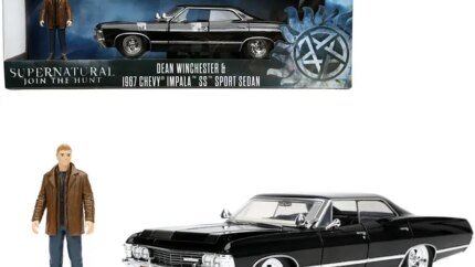 1967 Chevrolet Impala SS Sport Sedan Black and Dean Winchester Diecast Figurine "Supernatural" (2005-2020) TV Series "Hollywood Rides" Series 1/24 Diecast Model Car by Jada