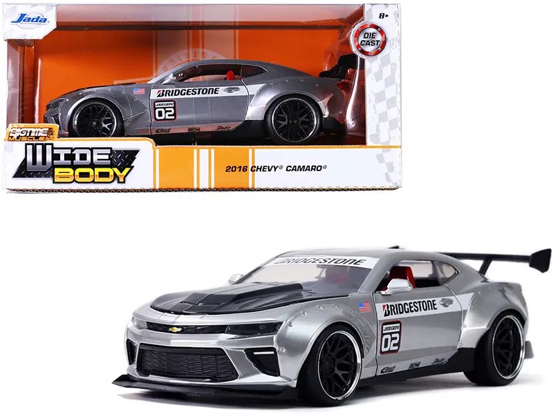 2016 Chevrolet Camaro Widebody #02 Bridgestone Silver Diecast Model by Jada – Bigtime Muscle 1/24