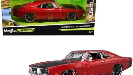 1969 Dodge Charger R/T Red Metallic Diecast Model Car 1/25 by Maisto - Classic Muscle