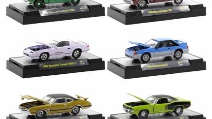 "Detroit Muscle" Set of 6 Cars IN DISPLAY CASES Release 62 Limited Edition to 8400 pieces Worldwide 1/64 Diecast Model Cars by M2 Machines