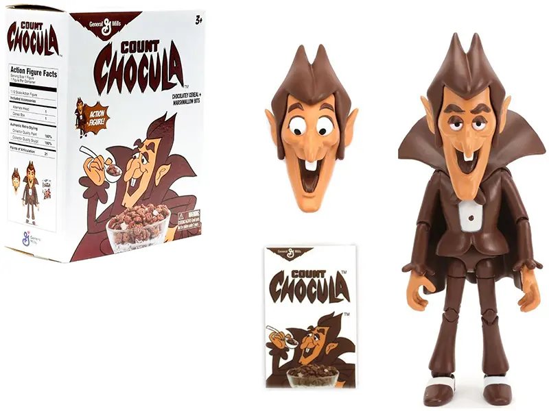 Count Chocula 6.5″ Moveable Figurine with Alternate Head and Cereal Box “General Mills” 1/12 Scale by Jada