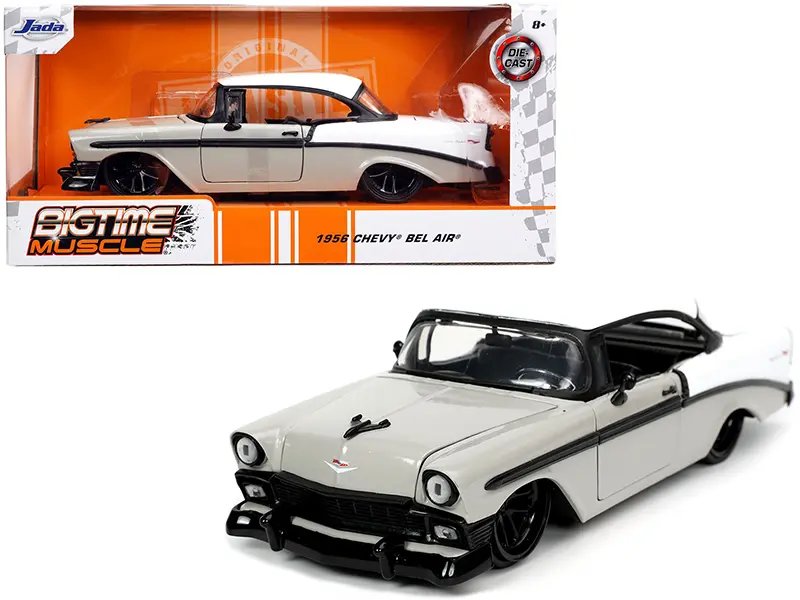 1956 Chevrolet Bel Air Diecast Model – Gray & White Bigtime Muscle 1/24 by Jada
