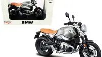 BMW R nineT Scrambler Metallic Gray 1/12 Diecast Model with Display Stand by Maisto