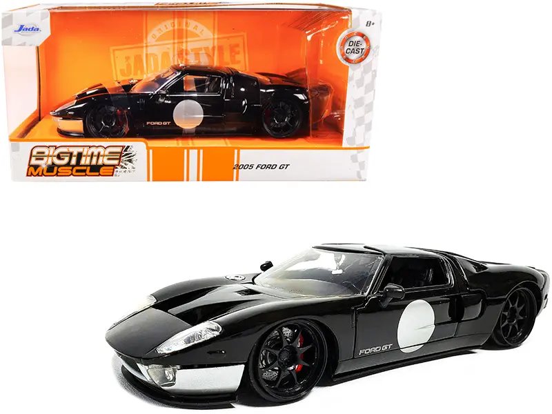 2005 Ford GT Black and Silver “Bigtime Muscle” Series 1/24 Diecast Model Car by Jada