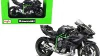 Kawasaki Ninja H2 R 1/12 Diecast Model by Maisto - Black & Carbon with Display Stand