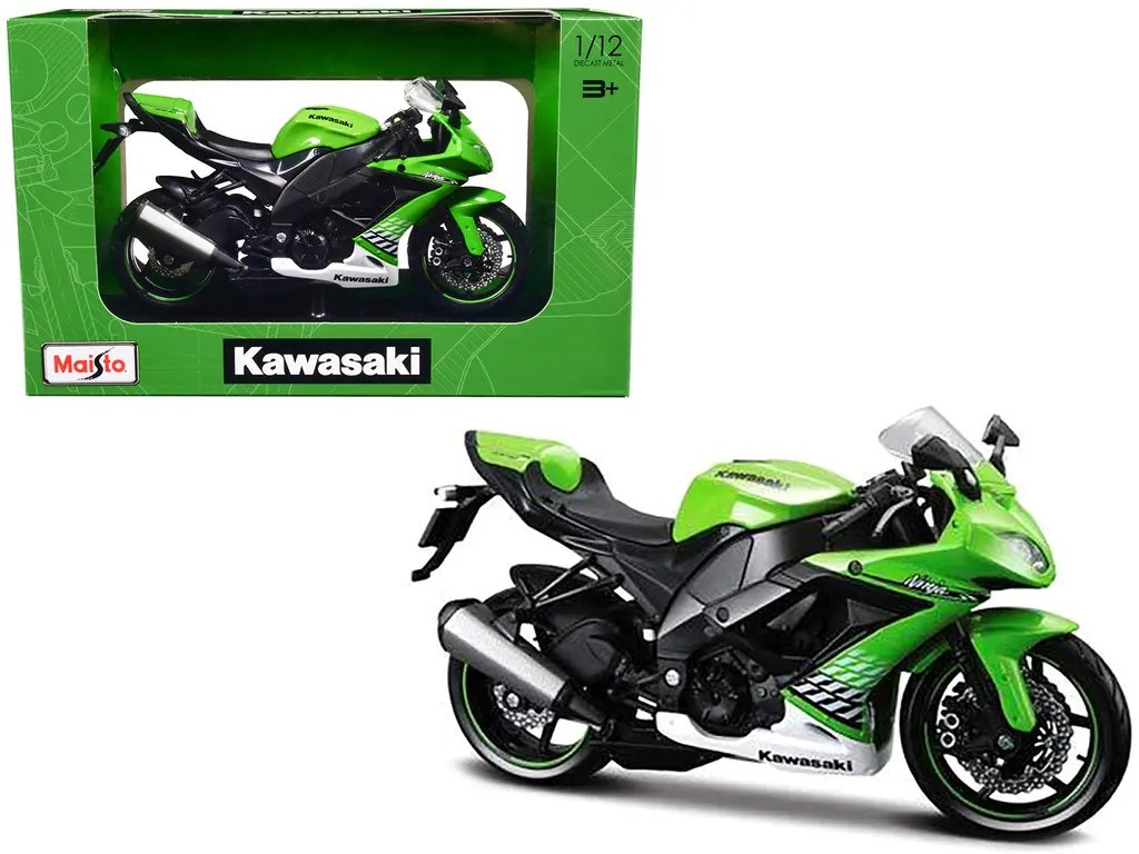 2010 Kawasaki Ninja ZX-10R Green 1/12 Diecast Model with Display Stand by Maisto