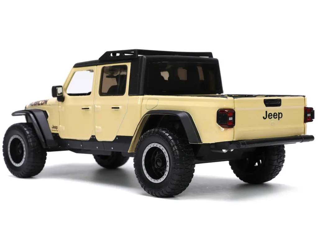 2020 Jeep Gladiator Rubicon Diecast Truck 1/24 Model by Jada – Cream with Roof Rack & Extra Wheels
