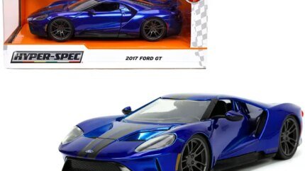 2017 Ford GT Candy Blue with Gray Stripes "Hyper-Spec" Series 1/24 Diecast Model Car by Jada