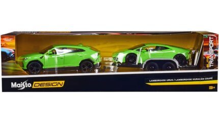 Elite Transport Lamborghini Urus & Huracan Green Diecast Set 1/24 by Maisto