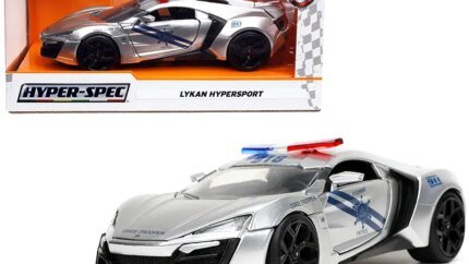 Lykan Hypersport Police Diecast Model 1/24 - Silver & Blue Highway Patrol by Jada