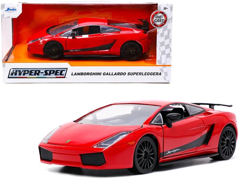 Lamborghini Gallardo Superleggera Red with Black Stripes “Hyper-Spec” Series 1/24 Diecast Model Car by Jada