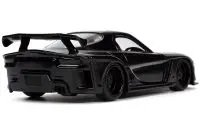 1995 Mazda RX-7 RHD Black with Black Panther Diecast Figure - Jada Hollywood Rides 1/32 Model Car