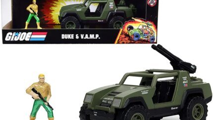 V.A.M.P. Olive Green and Duke Diecast Figurine "G.I. Joe" "Hollywood Rides" Series 1/32 Diecast Model Car by Jada