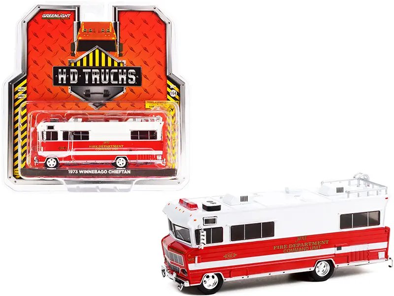 Diecast Model Cars wholesale toys dropshipper drop shipping 1973 Winnebago Chieftain White Red Joliet Fire Department Command Unit Illinois HD Trucks Series 22 1/64 Greenlight 33220 A drop shipping wholesale drop ship drop shipper dropship dropshippi 1973 Winnebago Chieftain Joliet Fire Dept Command Unit 1/64 Diecast Model by Greenlight