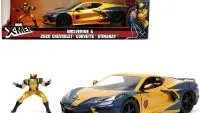 2020 Chevrolet Corvette C8 Stingray Gold & Blue with Wolverine Diecast Figurine - Marvel X-Men Hollywood Rides 1/24 by Jada
