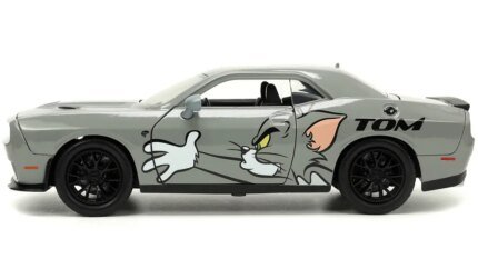2015 Dodge Challenger Hellcat Gray 'Tom and Jerry' Diecast Model by Jada - 1/24 Hollywood Rides Series