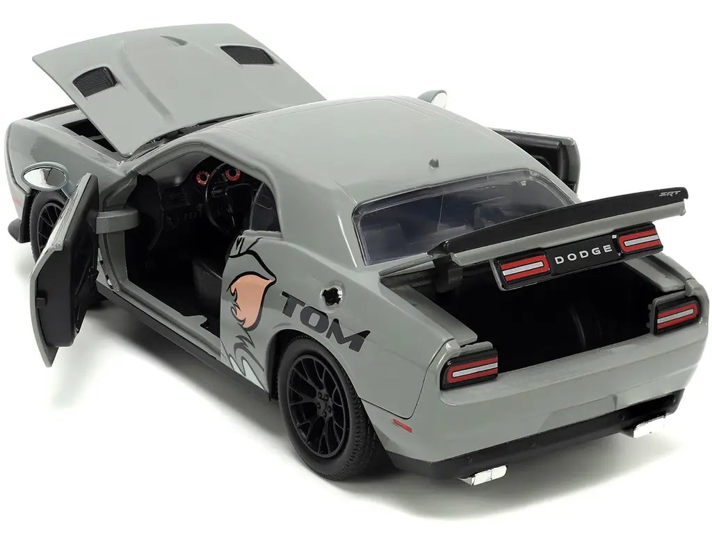 2015 Dodge Challenger Hellcat Gray 'Tom and Jerry' Diecast Model by Jada - 1/24 Hollywood Rides Series 3 2015 Dodge Challenger Hellcat Gray 'Tom and Jerry' Diecast Model by Jada - 1/24 Hollywood Rides Series - Image 3