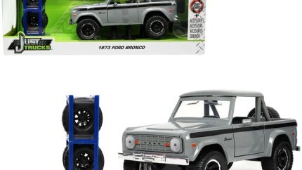 1973 Ford Bronco Pickup Truck Diecast Model 1/24 Gray with Black Stripes by Jada