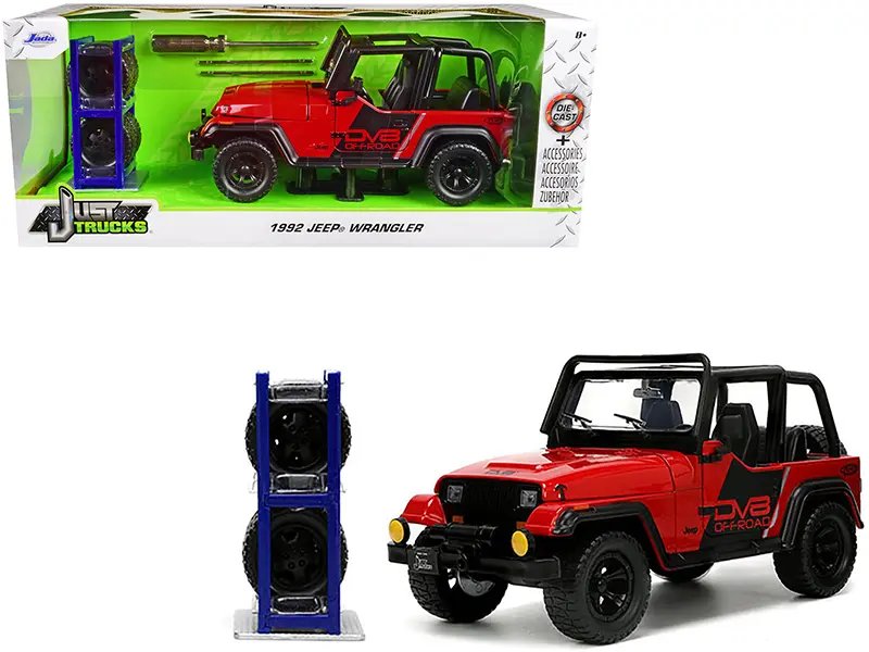 1992 Jeep Wrangler DV8 Off-Road Red Diecast Model 1/24 by Jada – Just Trucks Series