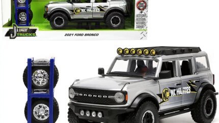 2021 Ford Bronco Gray Metallic KC HiLiTES 1/24 Diecast Model Car by Jada with Extra Wheels