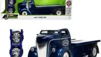 1947 Ford COE Flatbed Truck Diecast Model 1/24 - Dark Blue Metallic by Jada