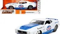1973 Ford Mustang Mach 1 MSP White Metallic & Blue 1/24 Diecast Model Car by Jada