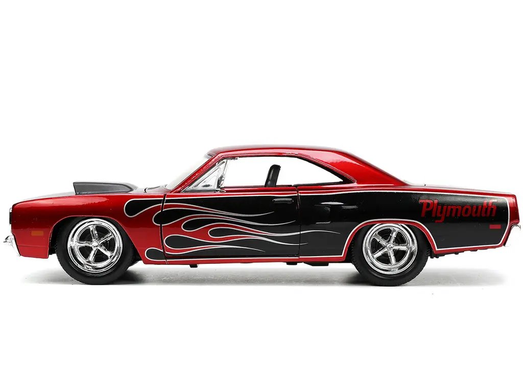 Diecast Model Cars wholesale toys dropshipper drop shipping 1970 Plymouth Road Runner Candy Red Metallic Black with Flames Bigtime Muscle Series 1/24 Jada 33866 drop shipping wholesale drop ship drop shipper dropship dropshipping toys dropshipper die 1970 Plymouth Road Runner Diecast Model Car - Candy Red Metallic with Flames, 1/24 Bigtime Muscle by Jada