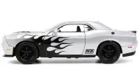 2015 Dodge Challenger SRT Hellcat Diecast Model Car 1/24 Silver Metallic Flames by Jada
