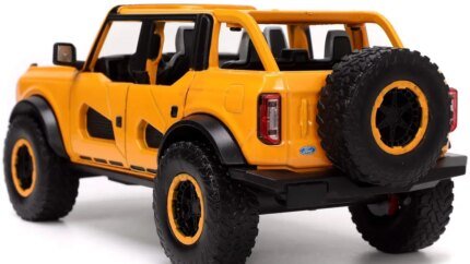 2021 Ford Bronco Orange Metallic Diecast Model 1/24 by Jada – Just Trucks Series with Extra Wheels