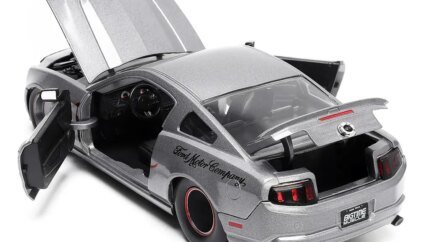 2010 Ford Mustang GT Gray Metallic Flames Diecast Model Car 1/24 by Jada - Bigtime Muscle Series