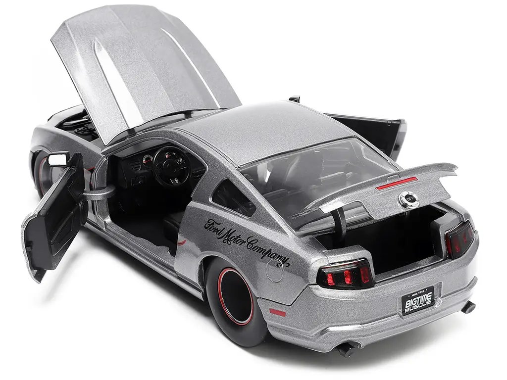 2010 Ford Mustang GT Gray Metallic Flames Diecast Model Car 1/24 by Jada – Bigtime Muscle Series