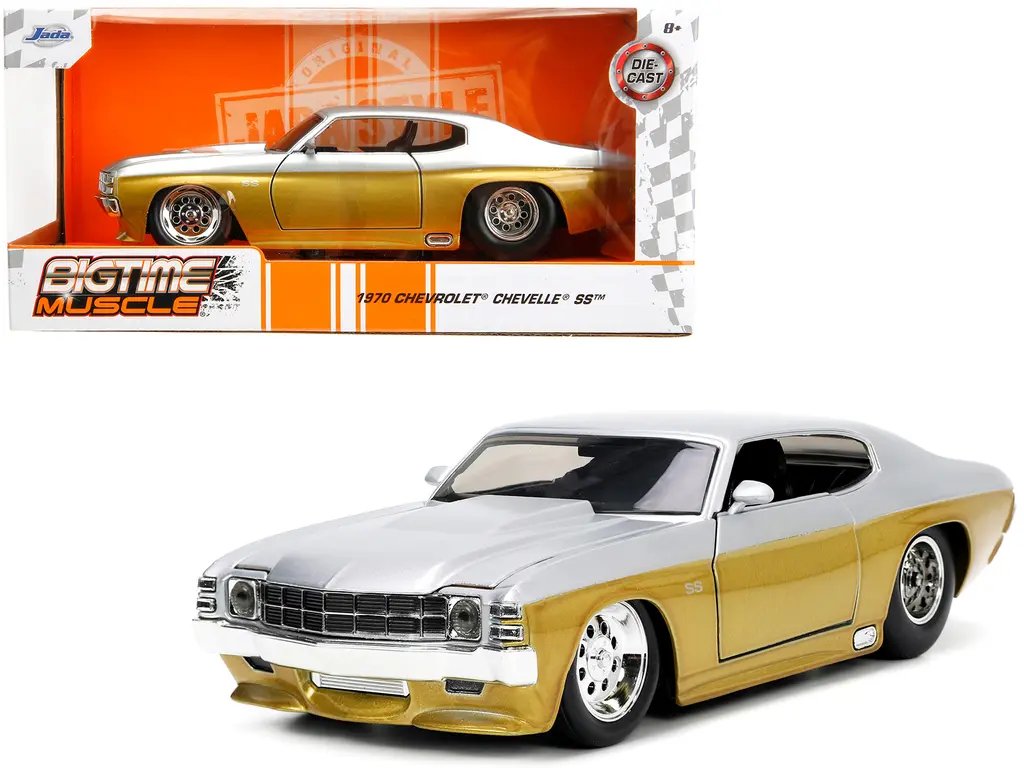 1970 Chevrolet Chevelle SS Diecast Model - Gold & Silver Metallic 1/24 by Jada 4 1970 Chevrolet Chevelle SS Diecast Model - Gold & Silver Metallic 1/24 by Jada - Image 4