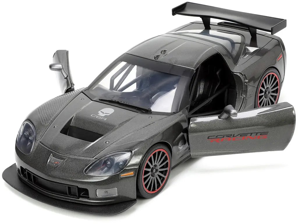 2005 Chevrolet Corvette C6-R Dark Gray Metallic Diecast Model - Bigtime Muscle 1/24 by Jada 2 2005 Chevrolet Corvette C6-R Dark Gray Metallic Diecast Model - Bigtime Muscle 1/24 by Jada - Image 2