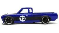 1972 Datsun 620 Pickup Truck Diecast Model - Blue Metallic, Toyo Tires, Extra Wheels, 1/24 Scale by Jada