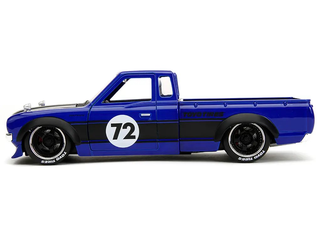 1972 Datsun 620 Pickup Truck Diecast Model – Blue Metallic, Toyo Tires, Extra Wheels, 1/24 Scale by Jada