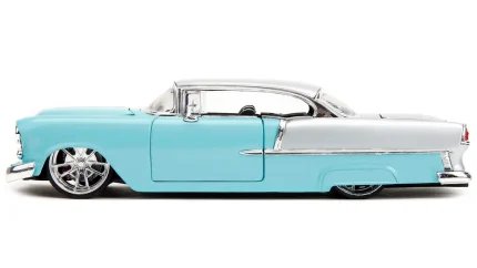1955 Chevrolet Bel Air Diecast Model - Light Blue & Silver Metallic by Jada