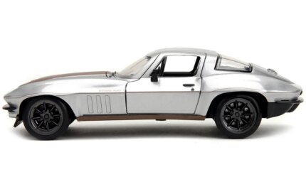 1966 Chevrolet Corvette Diecast Model - Silver Metallic with Bronze Stripes by Jada