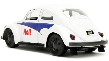 1959 Volkswagen Beetle Diecast Model - White & Blue 'Punch Buggy' with Boxing Gloves by Jada 1/32