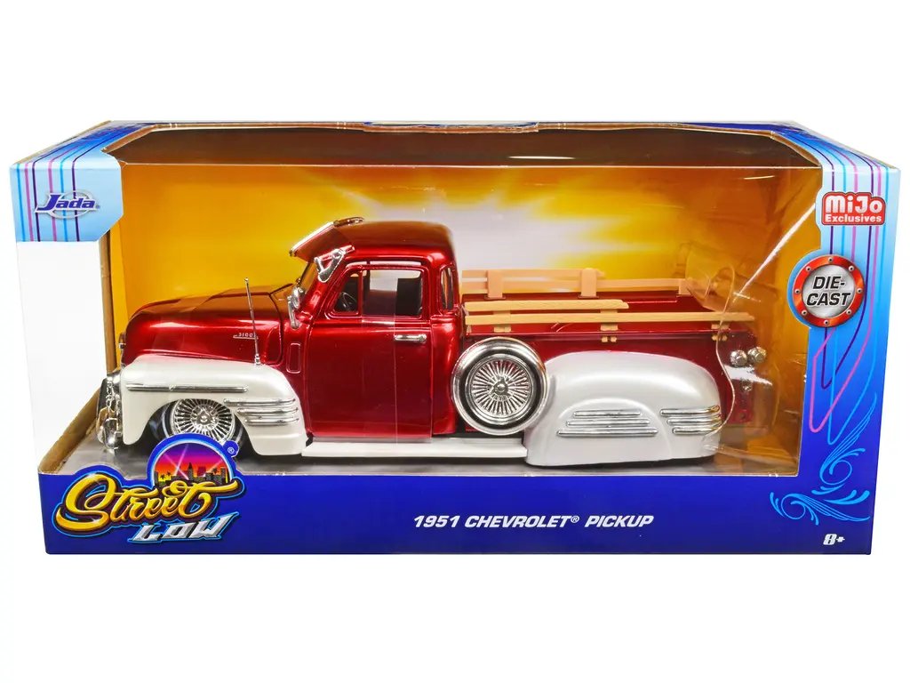 1951 Chevrolet 3100 Lowrider Diecast Model – Candy Red & White Metallic by Jada