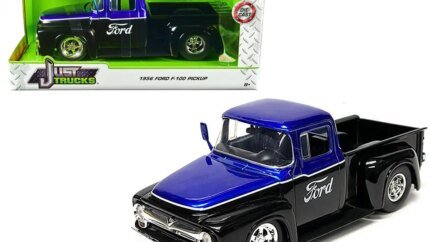 1956 Ford F-100 Pickup Truck Diecast Model - Black & Blue Metallic, 1/24 Scale by Jada