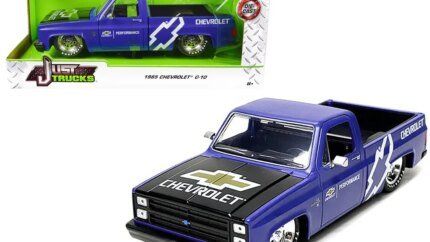 1985 Chevrolet C10 Pickup Truck Diecast Model - Matt Blue & Black Hood by Jada