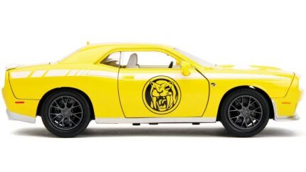 2015 Dodge Challenger SRT Hellcat Yellow with Power Rangers Diecast Figure - Jada 1/24 Model Car