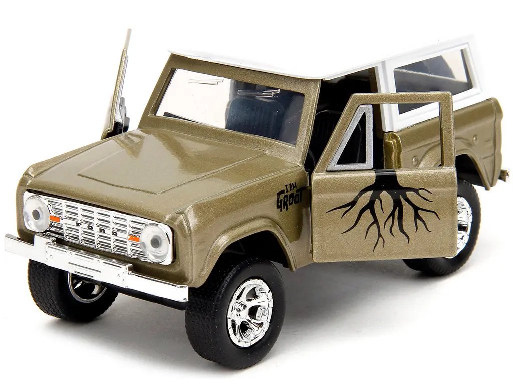 1973 Ford Bronco Gold Metallic with Groot Diecast - Marvel Guardians of the Galaxy 1/32 Model by Jada 2 1973 Ford Bronco Gold Metallic with Groot Diecast - Marvel Guardians of the Galaxy 1/32 Model by Jada - Image 2