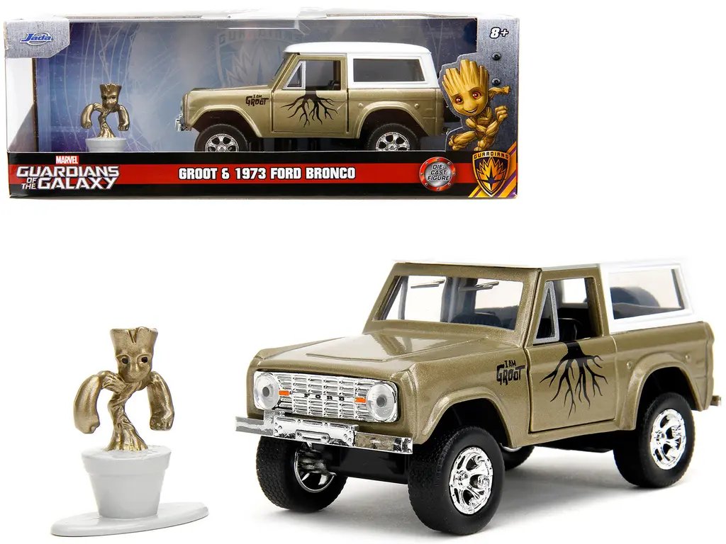 1973 Ford Bronco Gold Metallic with Groot Diecast - Marvel Guardians of the Galaxy 1/32 Model by Jada 3 1973 Ford Bronco Gold Metallic with Groot Diecast - Marvel Guardians of the Galaxy 1/32 Model by Jada - Image 3