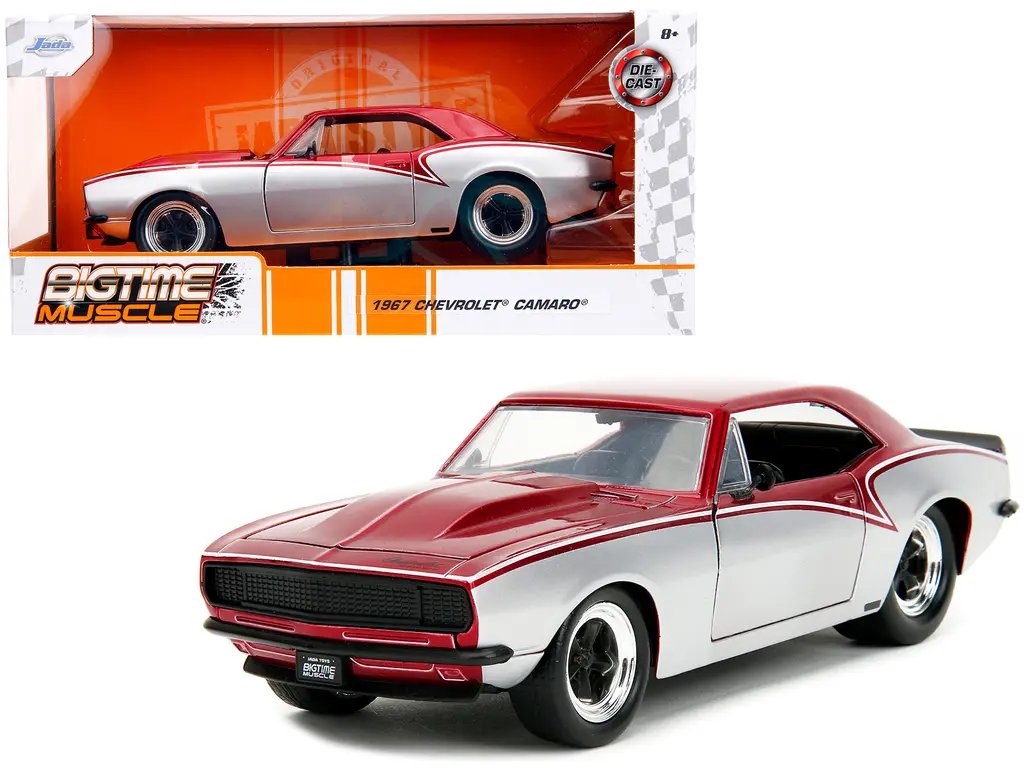 1967 Chevrolet Camaro Diecast Model – Candy Red & Silver Metallic by Jada
